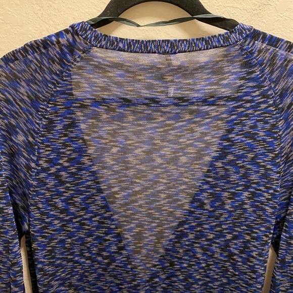 Free People Blue Space Dye Sheer Long Line V-Neck Cardigan Size Large - Picture 8 of 12